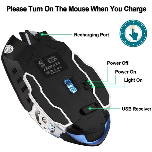 T-Wolf Mini Q13 Wireless Rechargeable Silent Backlit Gaming Mouse - Image 6